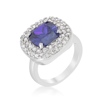 Micropave Lavender Purple Bridal Cocktail Ring 4.1 CT