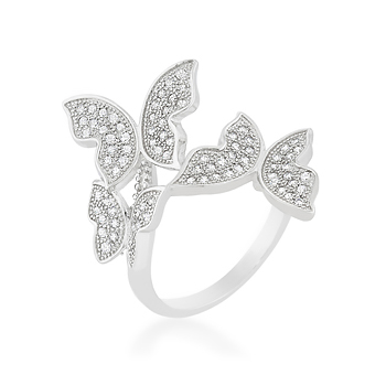 Fashion Micro-Pave Butterfly Ring .42 CT