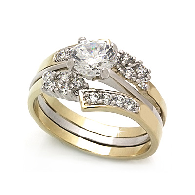  Tone Engagement Rings on Classic Engagement Ring W Solitaire Hand Selected Cubic Zirconia