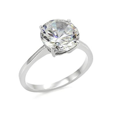 Engagement Ring - Silver 6.65 CT CZ White Rectangular Cut