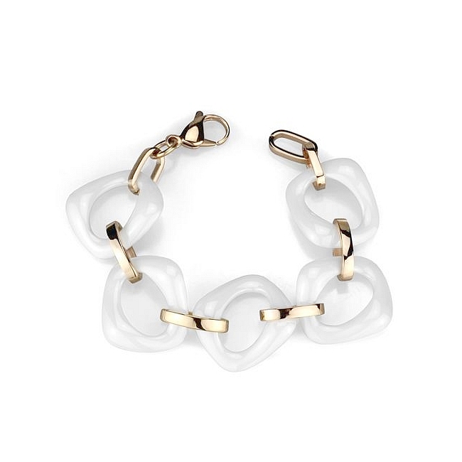 14K Rose Gold Plated Fashion Bracelet White Ceramic