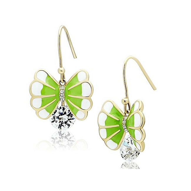 Lovely 14K Gold Plated Fashion Earrings Clear CZ