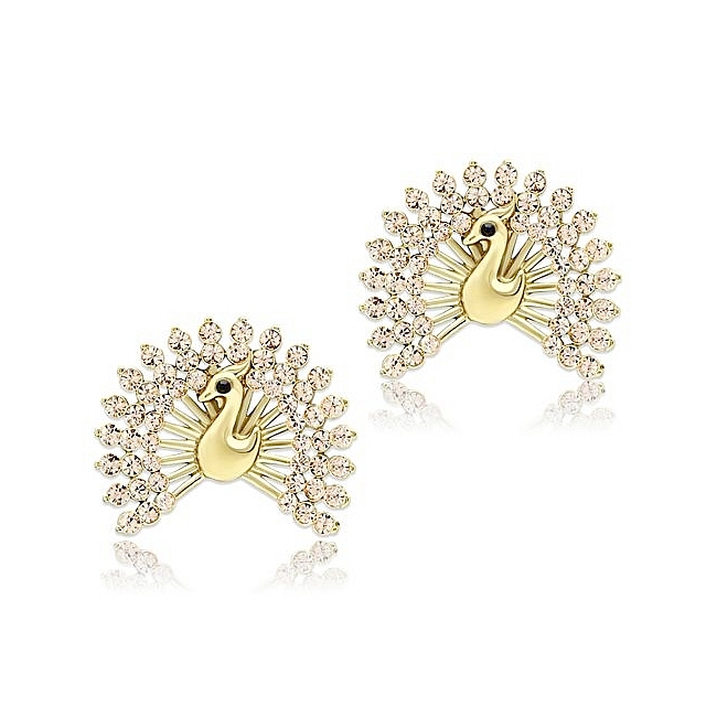 14K Gold Plated Fashion Earrings Light Peach Crystal