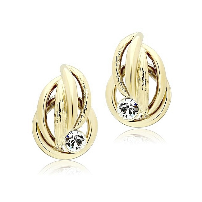 14K Gold Plated Fashion Earrings Clear Crystal