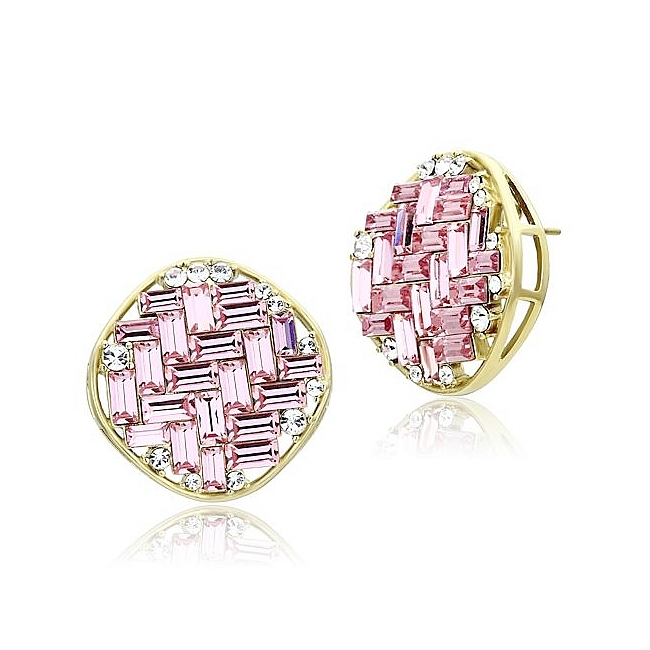 14K Gold Plated Fashion Earrings Rose Crystal