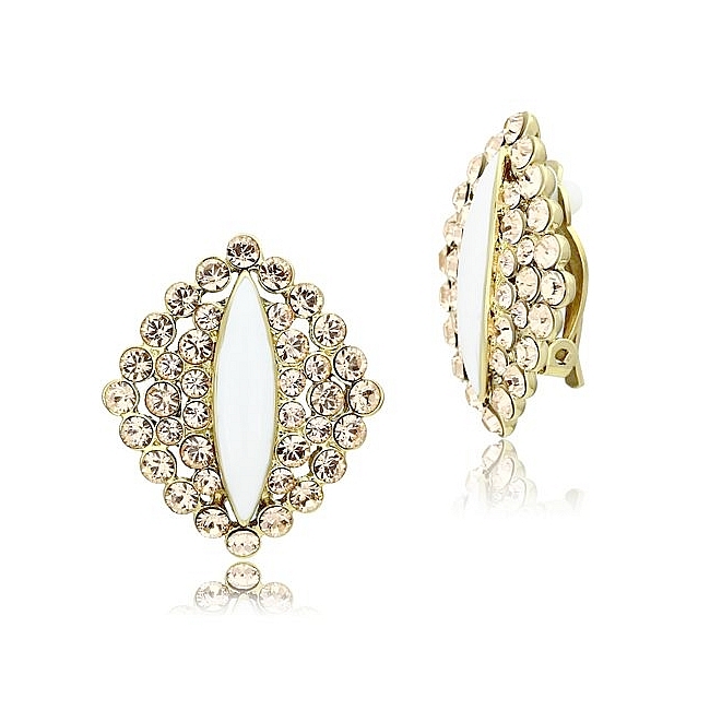 14K Gold Plated Fashion Earrings Champagne Crystal