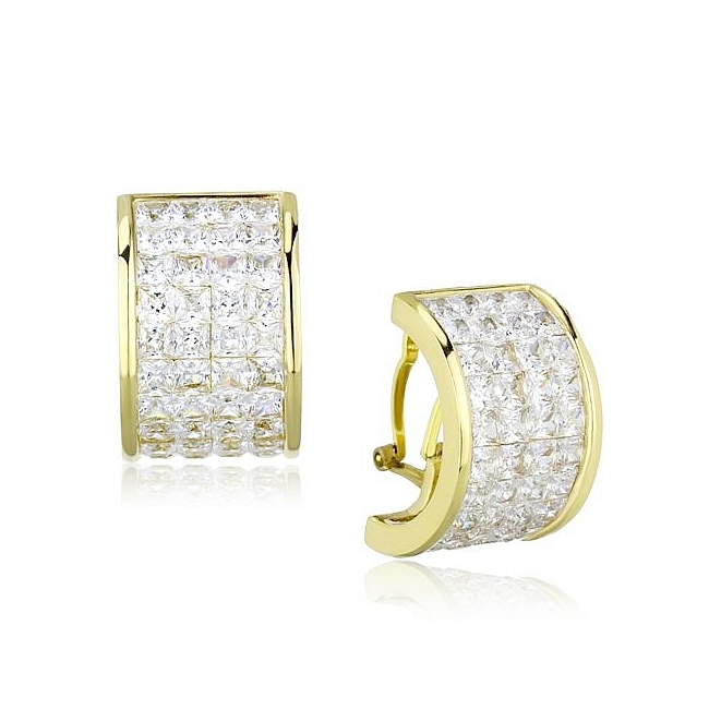 14K Gold Plated Fashion Earrings Clear CZ