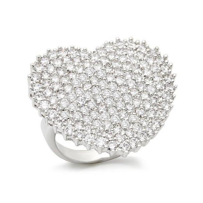 Extraordinary Silver Tone Pave Fashion Ring Clear CZ