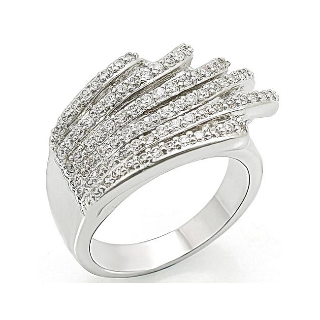 Fancy Silver Tone Pave Fashion Ring Clear CZ