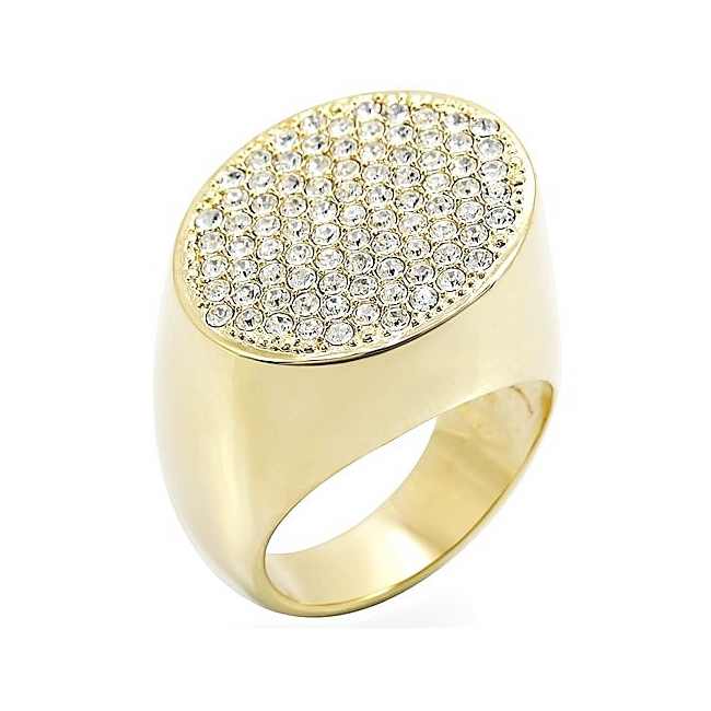 14K Yellow Gold Plated Fashion Ring Clear Crystal