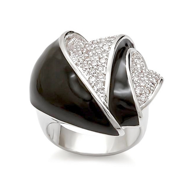 Silver Tone Modern Fashion Ring Clear Cubic Zirconia
