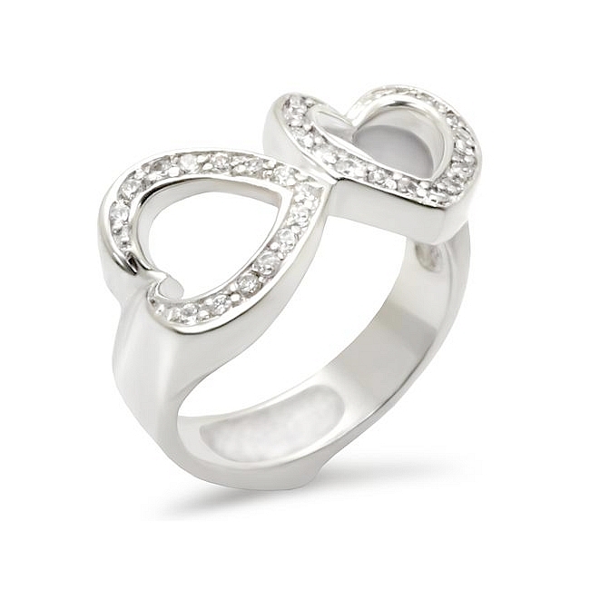 Sterling Silver .925 Heart Ring Clear CZ