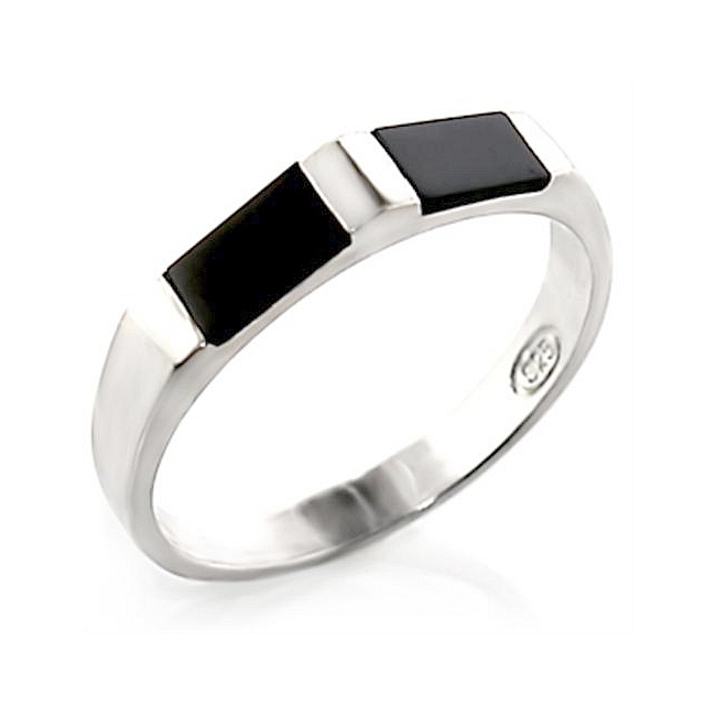 Sterling Silver .925 Band Ring Black Synthetic Onyx