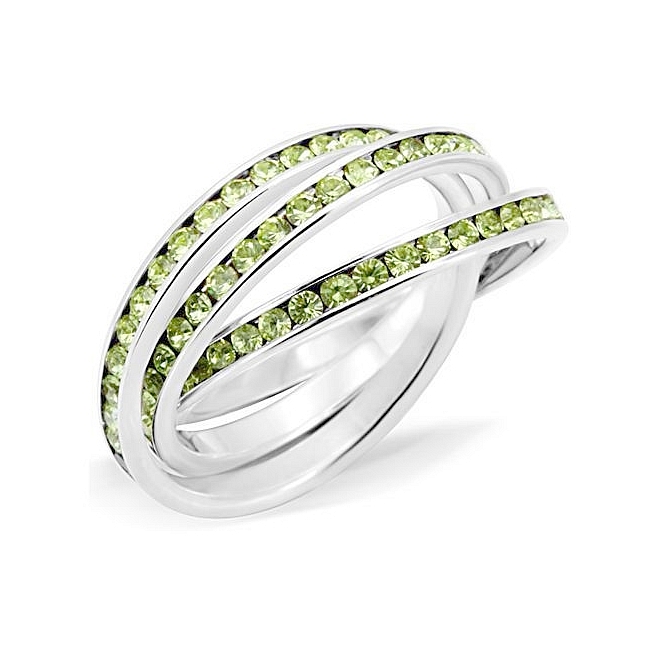 Sterling Silver .925 Three-Band Wedding Ring Peridot Crystal