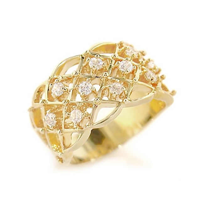 14K Yellow Gold Plated Fashion Ring Clear CZ