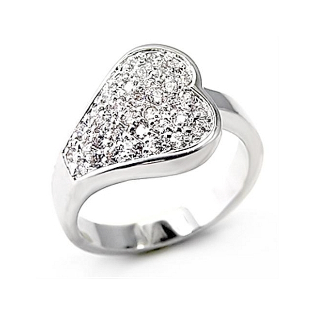 Classy Silver Tone Pave Fashion Ring Clear CZ