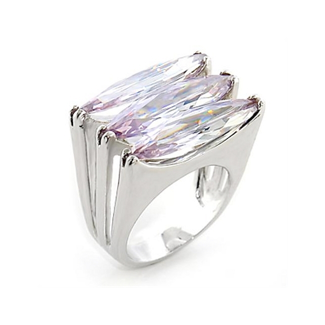 Silver Tone Fashion Ring Light Amethyst CZ