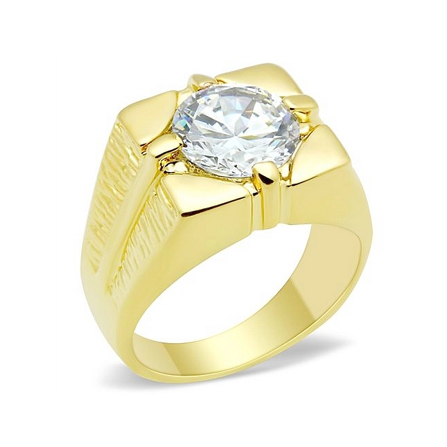 Petite 14K Gold Plated Square Fashion Ring Clear CZ