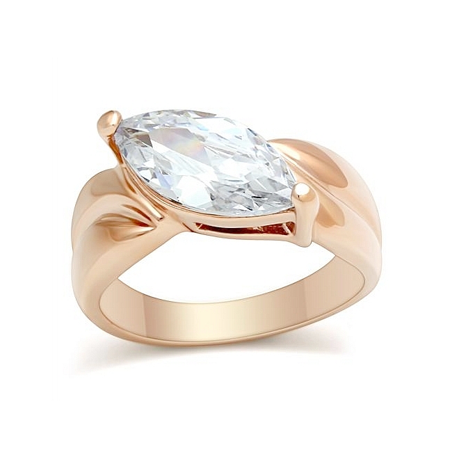 14K Rose Gold Plated Fashion Ring Clear CZ