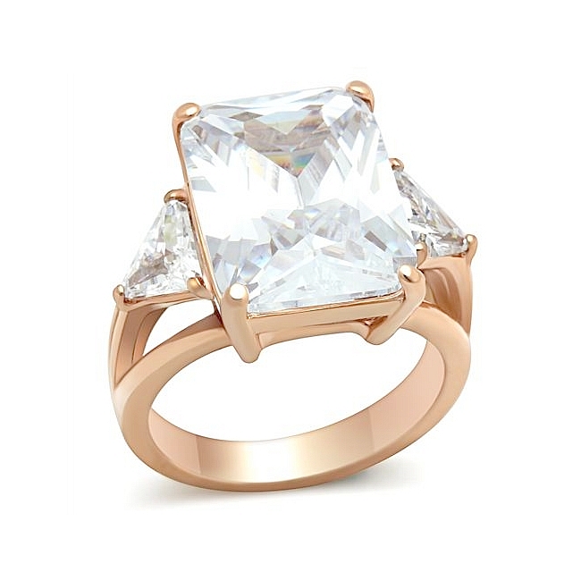14K Rose Gold Plated Fashion Ring Clear CZ