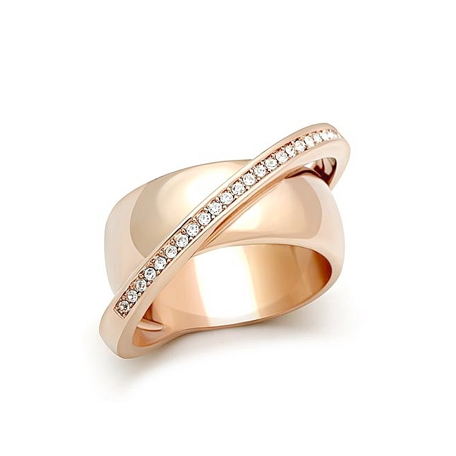 ITALIAN Design 14K Rose Gold Plated Unique Wedding Ring