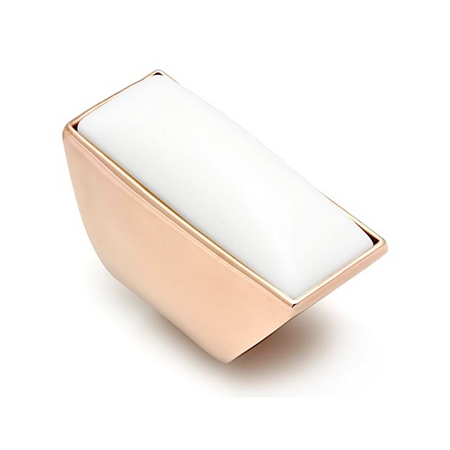 14K Rose Gold Plated Modern Fashion Ring White Synthetic Resin