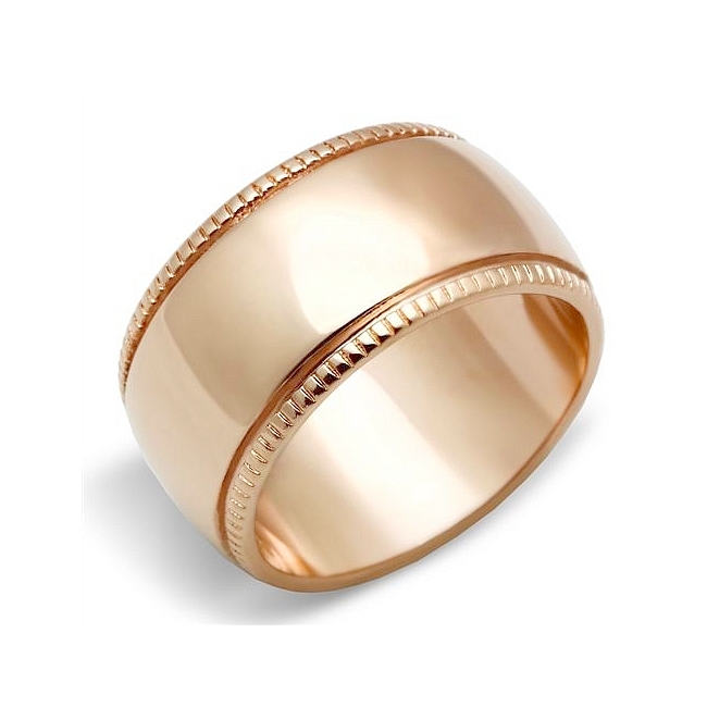 14K Rose Gold Plated Plain Vintage Wide Wedding Ring