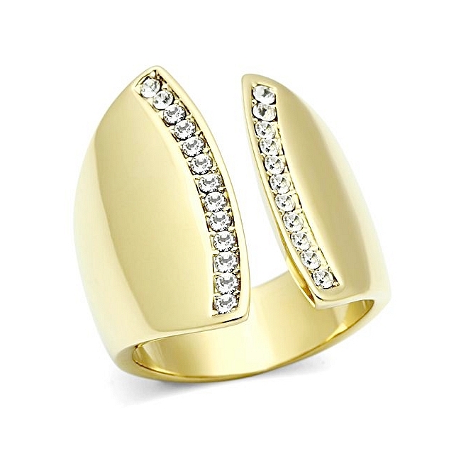 Modern Channel Set Fashion Ring with Crystal 14K Gold Plated