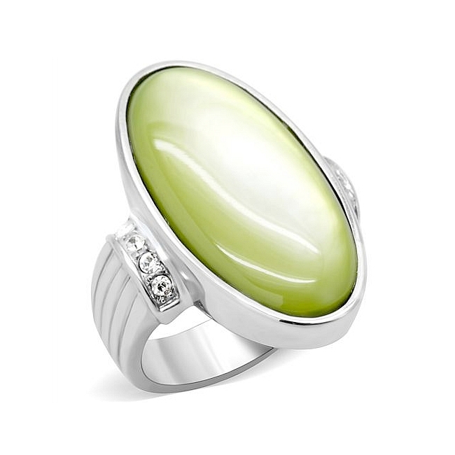 Silver Tone Fashion Ring Apple Yellow Synthetic Stones