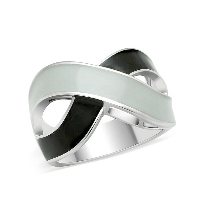 Exclusive Silver Tone Modern Fashion Ring Epoxy