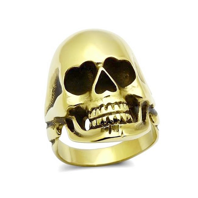 14K Gold Plated Skull Mens Ring