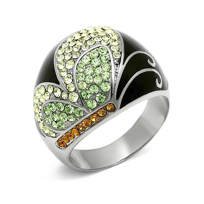 Classic Silver Tone Pave Fashion Ring Multi Color Crystal
