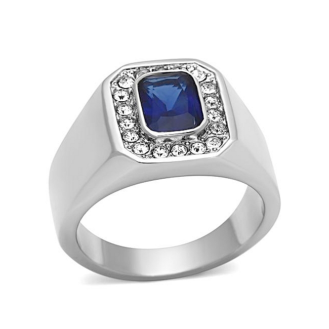 Silver Tone Mens Ring Montana Synthetic Stones