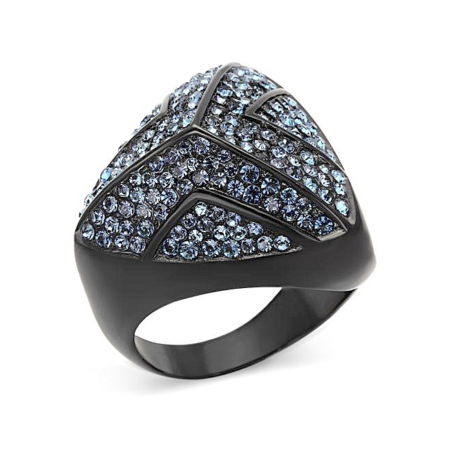 Ion Black Plated Fashion Ring Montana Crystal