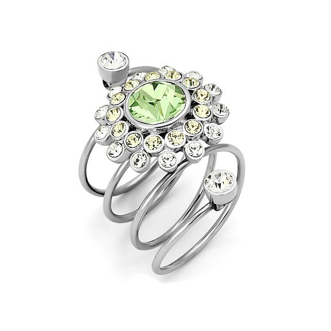 Exquisite Silver Tone Modern Fashion Ring Peridot Crystal