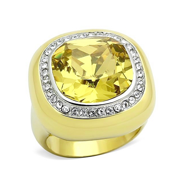 14K Two Tone (Gold & Silver) Fashion Ring Topaz Synthetic Glass