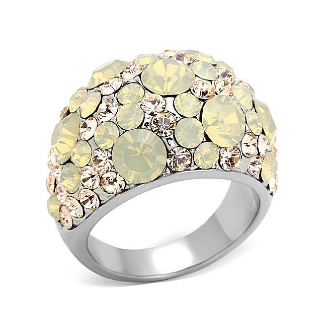 Silver Tone Fashion Ring Multi Color Crystal
