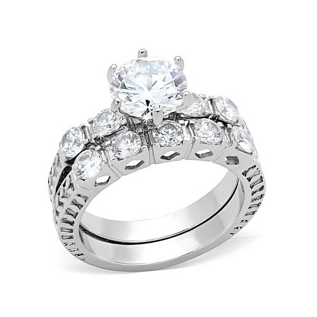 Extravagant Tiffany Style Engagement Wedding Ring Set