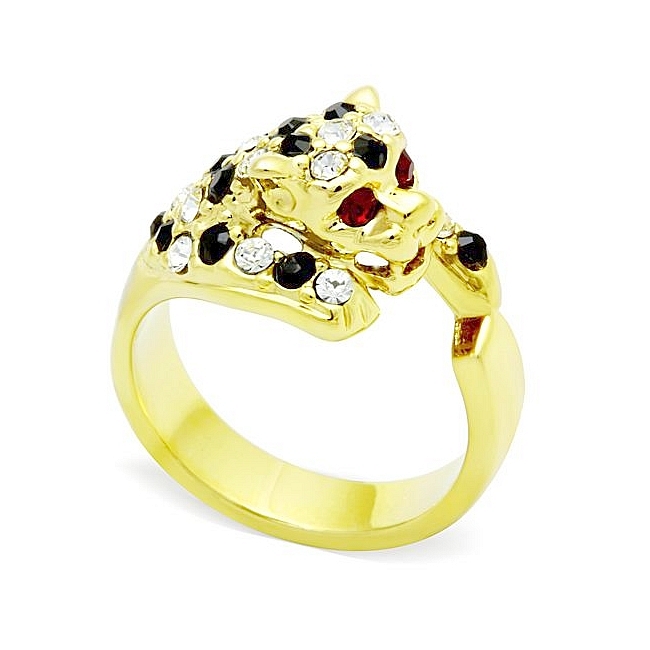Petite 14K Gold Plated Fashion Ring Multi Color Crystal