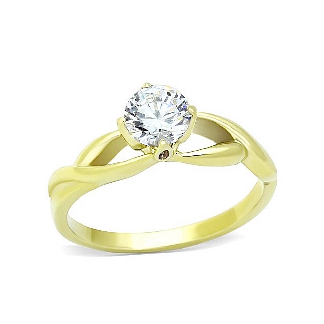 14K Gold Plated Vintage Engagement Ring Clear CZ