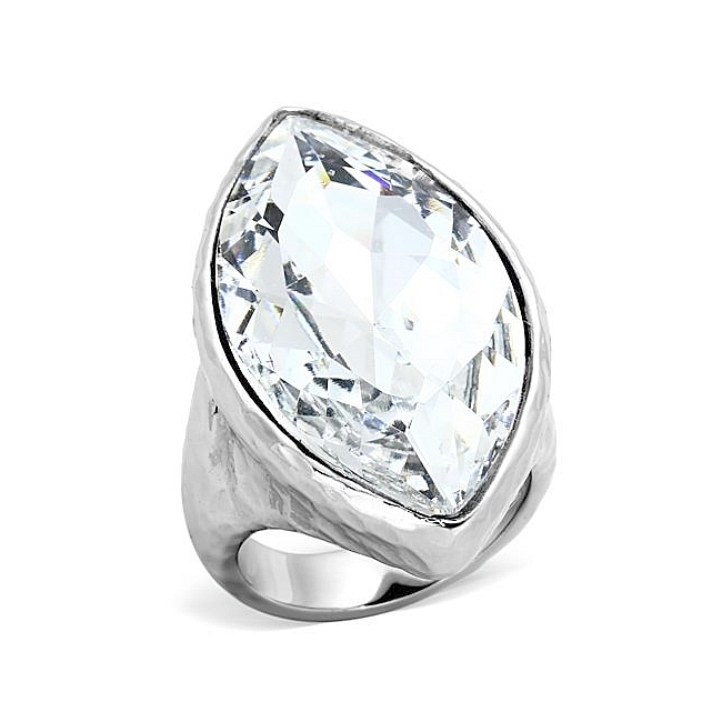Ion Rhodium Plated Fashion Ring Clear Crystal