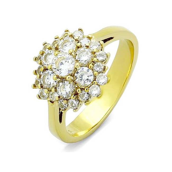 14K Gold Plated Pave Fashion Ring Clear CZ