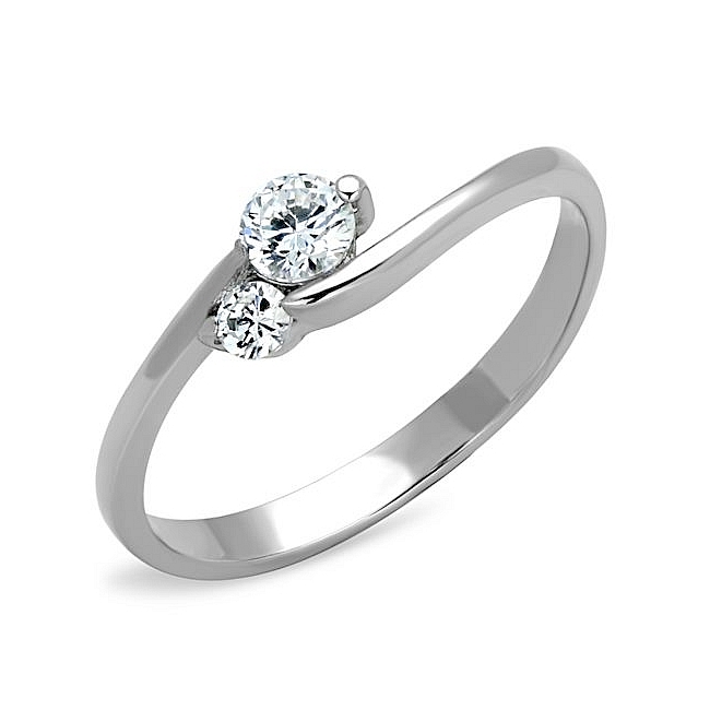 Silver Tone Promise Engagement Ring Clear CZ
