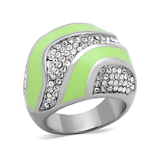 Silver Tone Fashion Ring Clear Crystal
