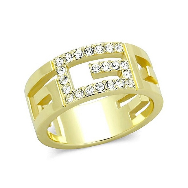 14K Gold Plated Wedding Ring Clear Crystal
