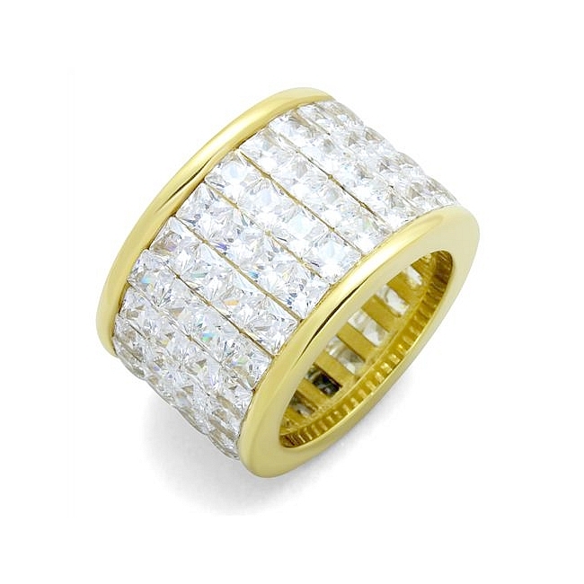 14K Gold Plated Band Fashion Ring Clear CZ