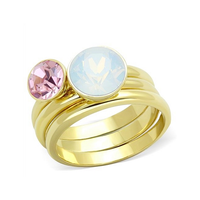 14K Gold Plated Fashion Ring White Crystal