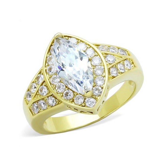 14K Gold Plated Fashion Ring Clear Cubic Zirconia