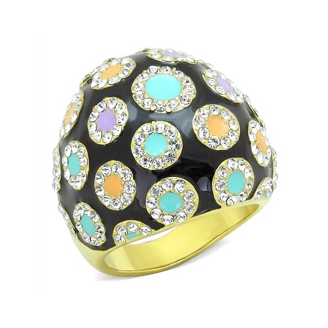 14K Gold Plated Fashion Ring Clear Crystal