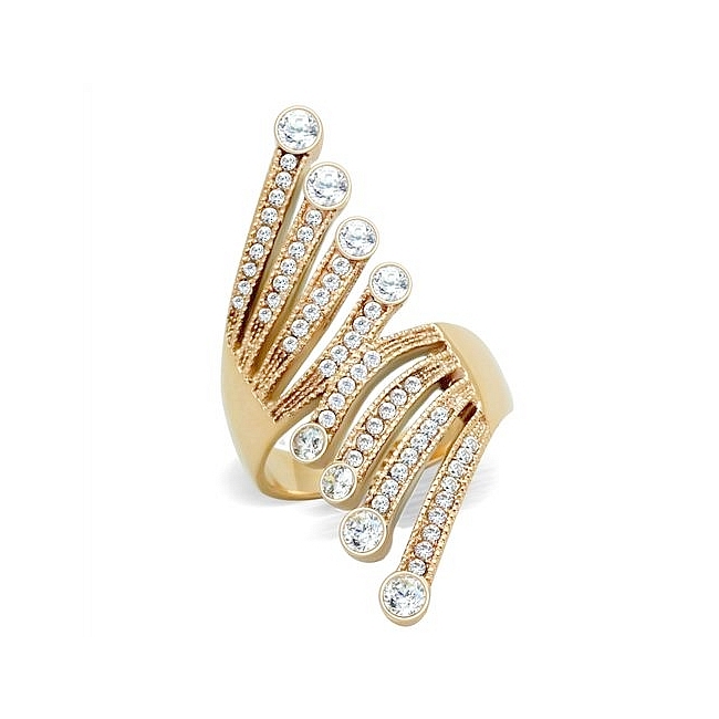 14K Rose Gold Plated Modern Fashion Ring Clear Cubic Zirconia